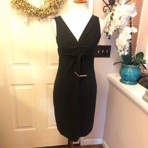 Stunning DonCaster Silk BlackGold BeltDetail Dress